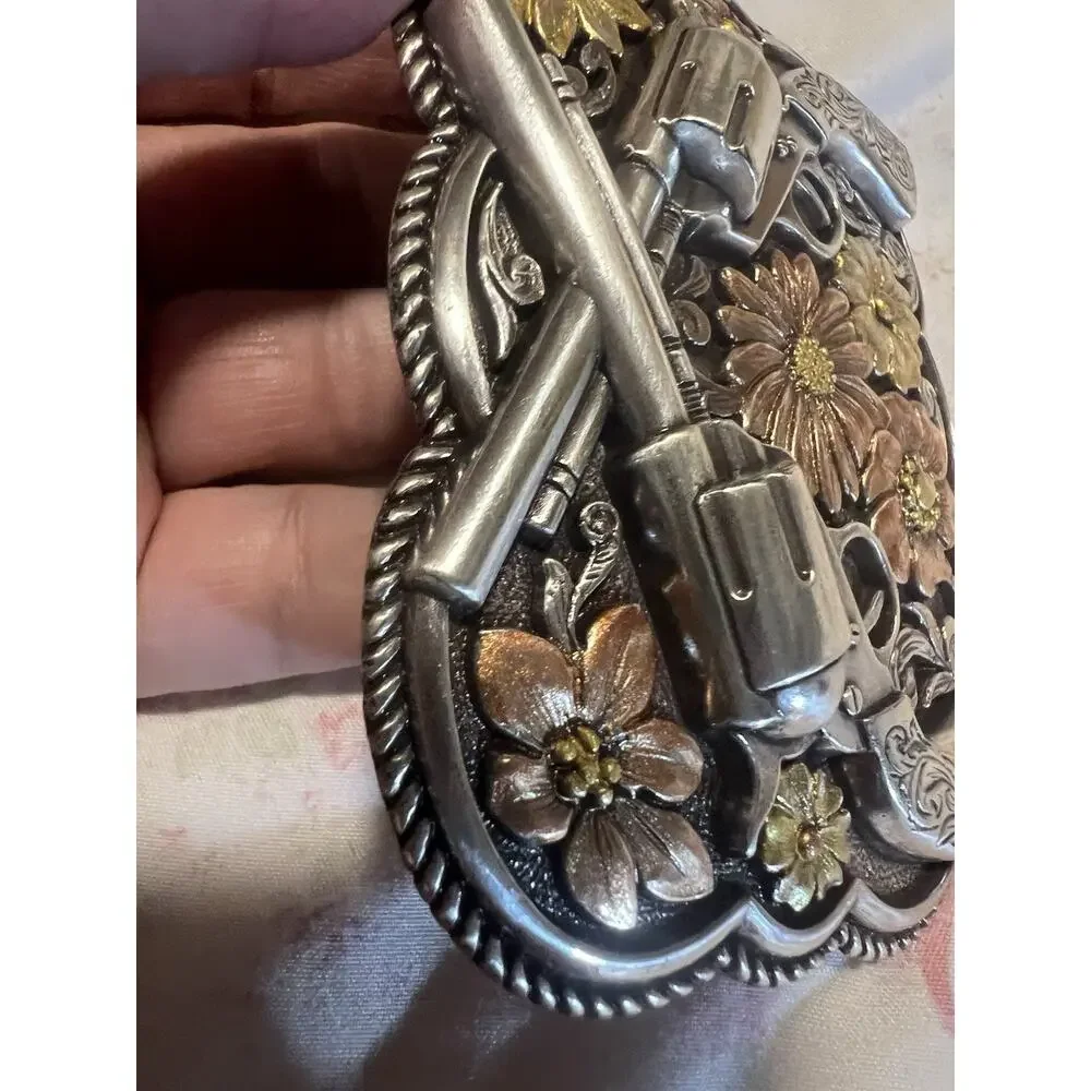 Tony Lama* Bandit Queen Floral Brown Pistol Women's Sz 40 Leather Embossed Belt
